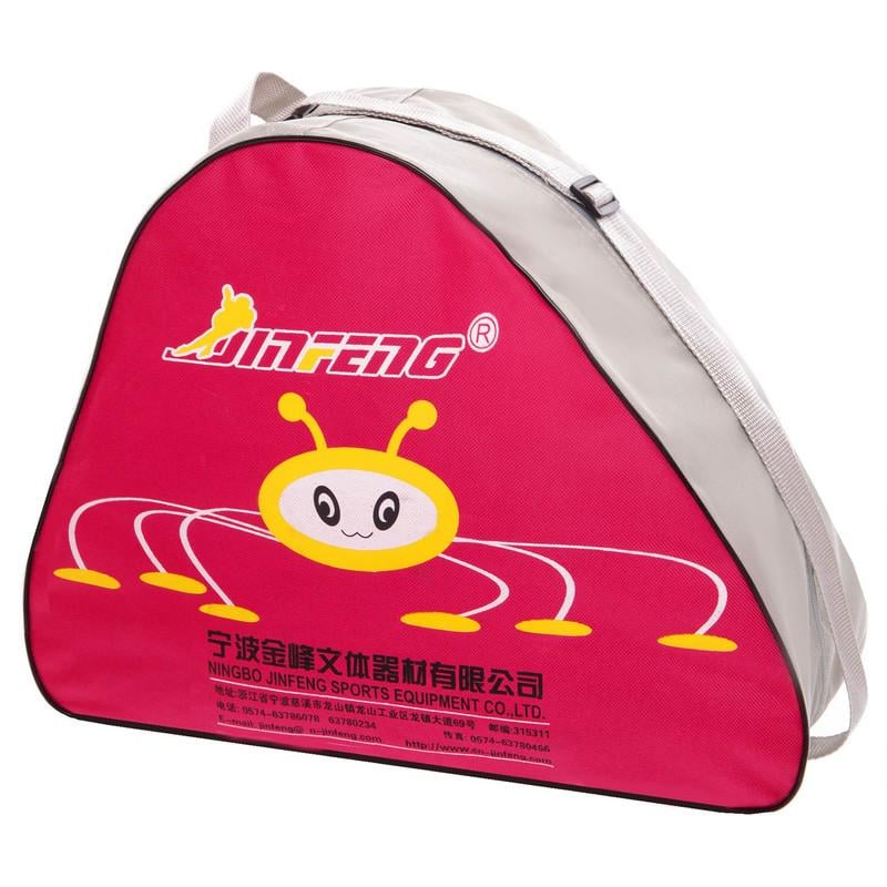 Роликовые коньки раздвижные детские JINGFENG 189 с защитой и шлемом р. 35-38 Розовый (189_Розовый_M_(35-38) - фото 15