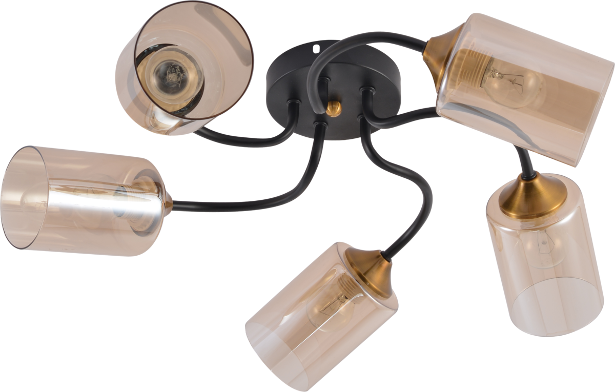 Люстра потолочная Light House SRS-20699/5 плафон янтарный Черный/Медь