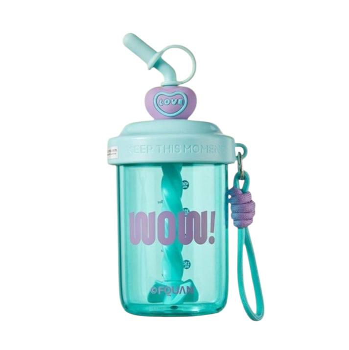 Шейкер с венчиком и трубочкой для фитнеса и коктейлей 580 мл Зеленый (2695733802)