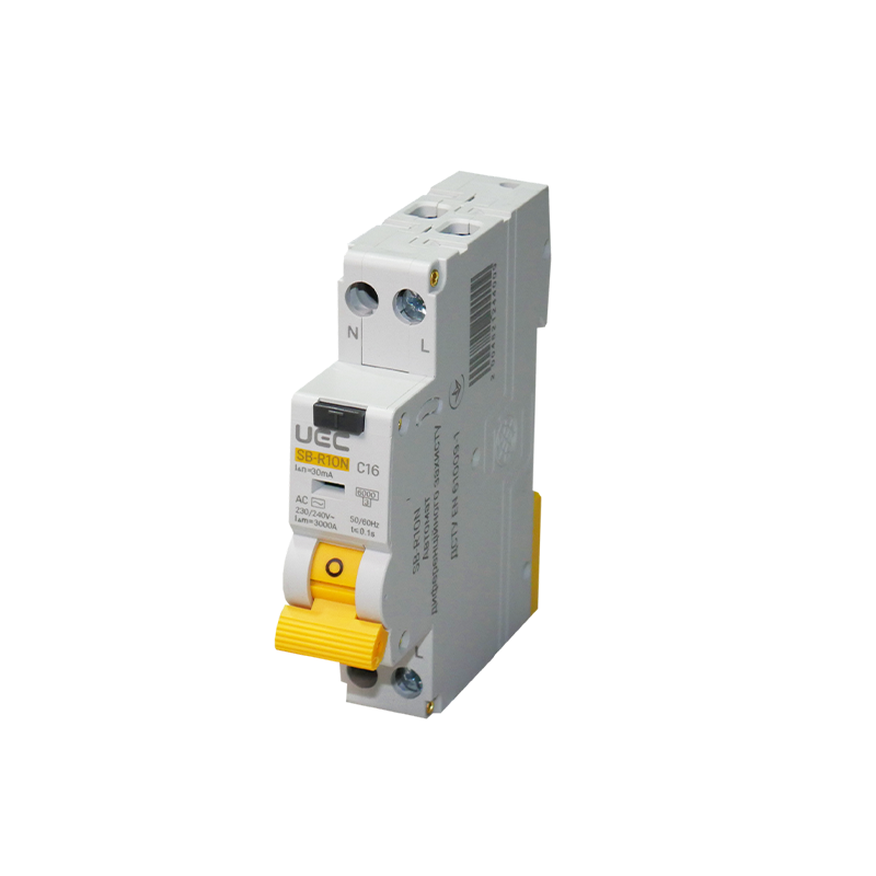 Дифференциальный выключатель UEC SB-R10N 2P 16А 30мА 6кА C тип АС (RCBO-R10N-2-016-C-030-AC)