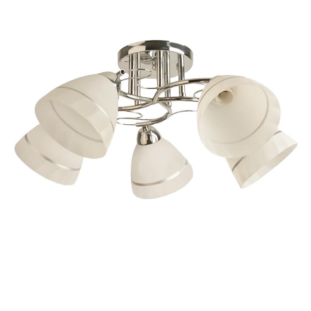 Люстра стельова Light House SH-19280/5 CR E27х5 560х560х240 мм Хром/Білий Люстра стельова Light House SH-19280/5 CR E27х5 560х560х240 мм Хром/Білий