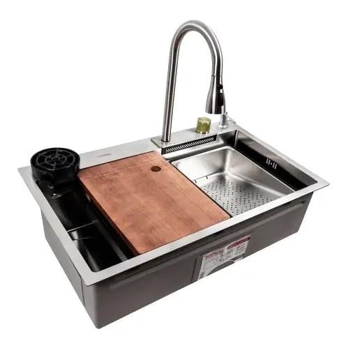 Мийка кухонна Platinum Handmade 75x45B PVD водоспад сатин (1921436698)