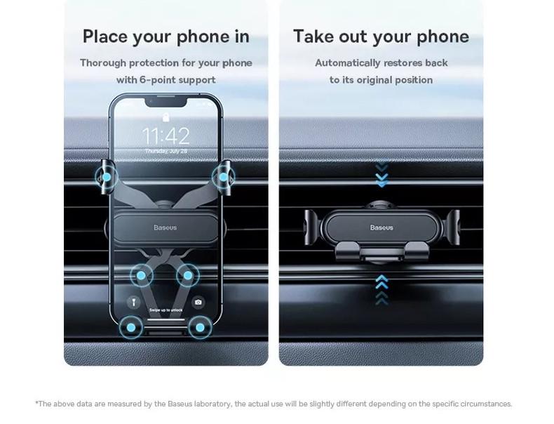 Держатель для телефона в машину BASEUS Stable Gravitational Car с боковой гравитацией (1774125127) - фото 5 Держатель для телефона в машину BASEUS Stable Gravitational Car с боковой гравитацией (1774125127) - фото 5