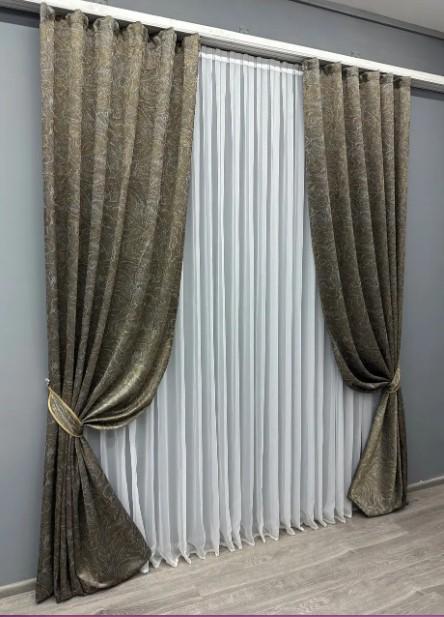 Комплект штор Fantasy жакард 1,5х2,9 м 2 шт. Капучино (1631ш) - фото 5