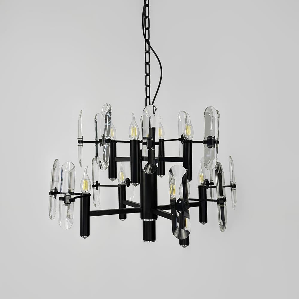 Люстра двухъярусная с удлиненными камнями на 8 ламп Ø 65 см (MD 2008-4/4B)