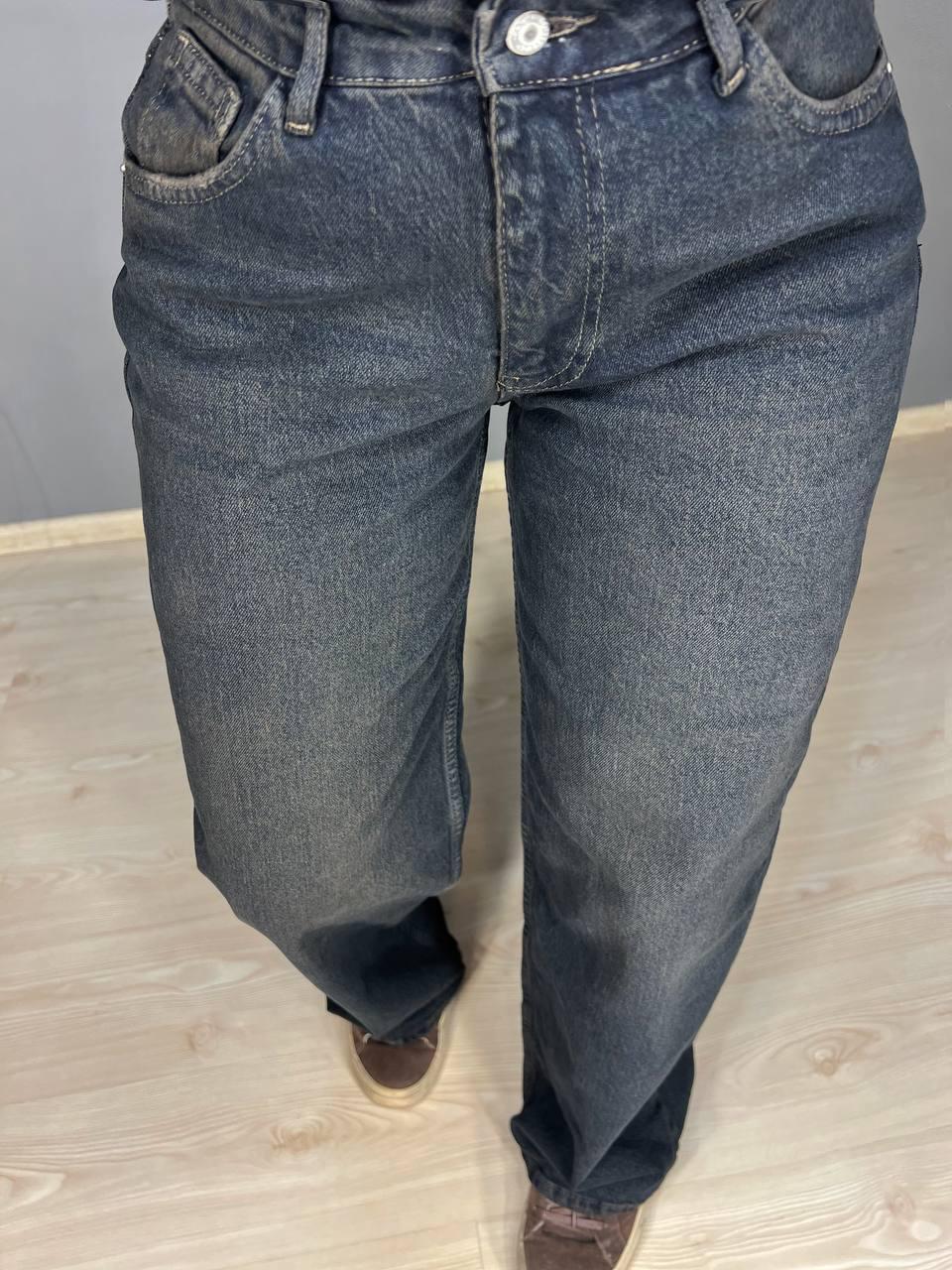 Джинсы женские I8 55516 Baggy Straight fit палаццо ровные от бедра р. 25 Синий с коричневым (2707) - фото 6