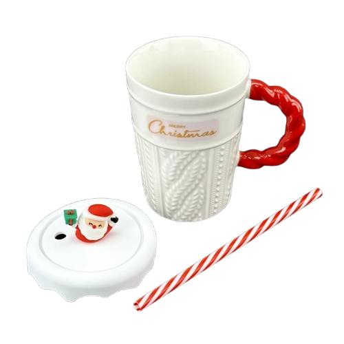 Чашка керамічна Olens 102-1061-2 Різдвяний світер з кришкою і трубочкою 380 мл Білий (2786447642) - фото 2 Чашка керамічна Olens 102-1061-2 Різдвяний світер з кришкою і трубочкою 380 мл Білий (2786447642) - фото 2