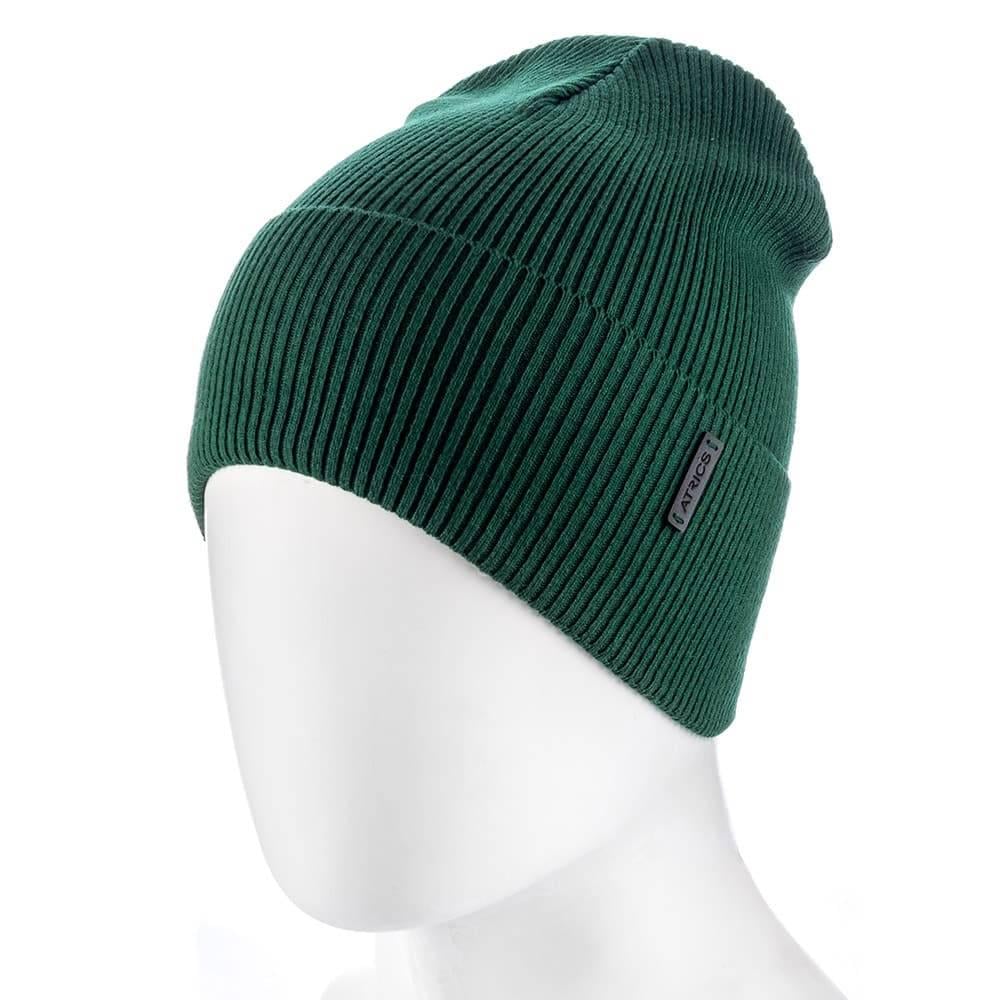Шапка Actrics UH772 одинарная рубчик из хлопка на манжете Темно-зеленый