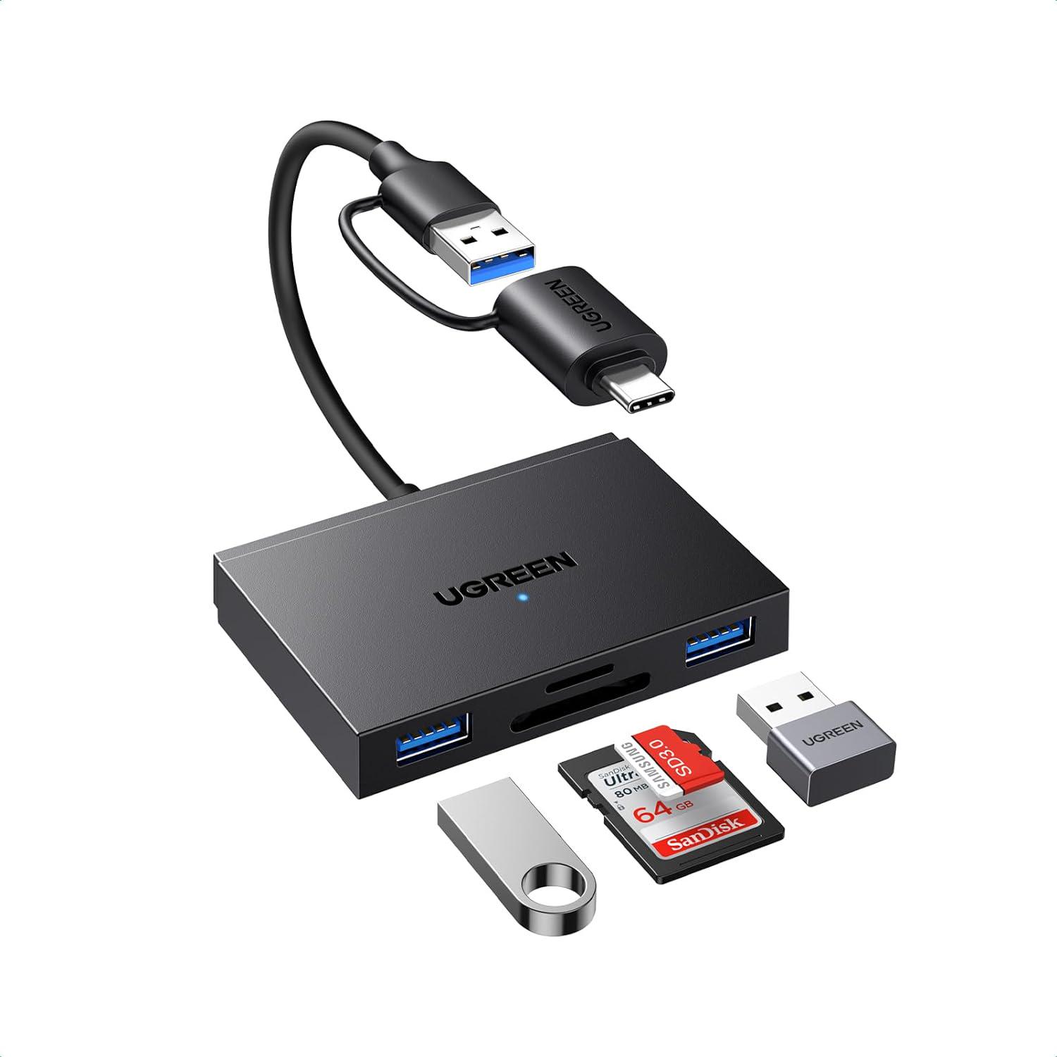 Картридер UGREEN CM812 OTG USB-C/USB-A Card Reader 15 см Black (45167) - фото 9