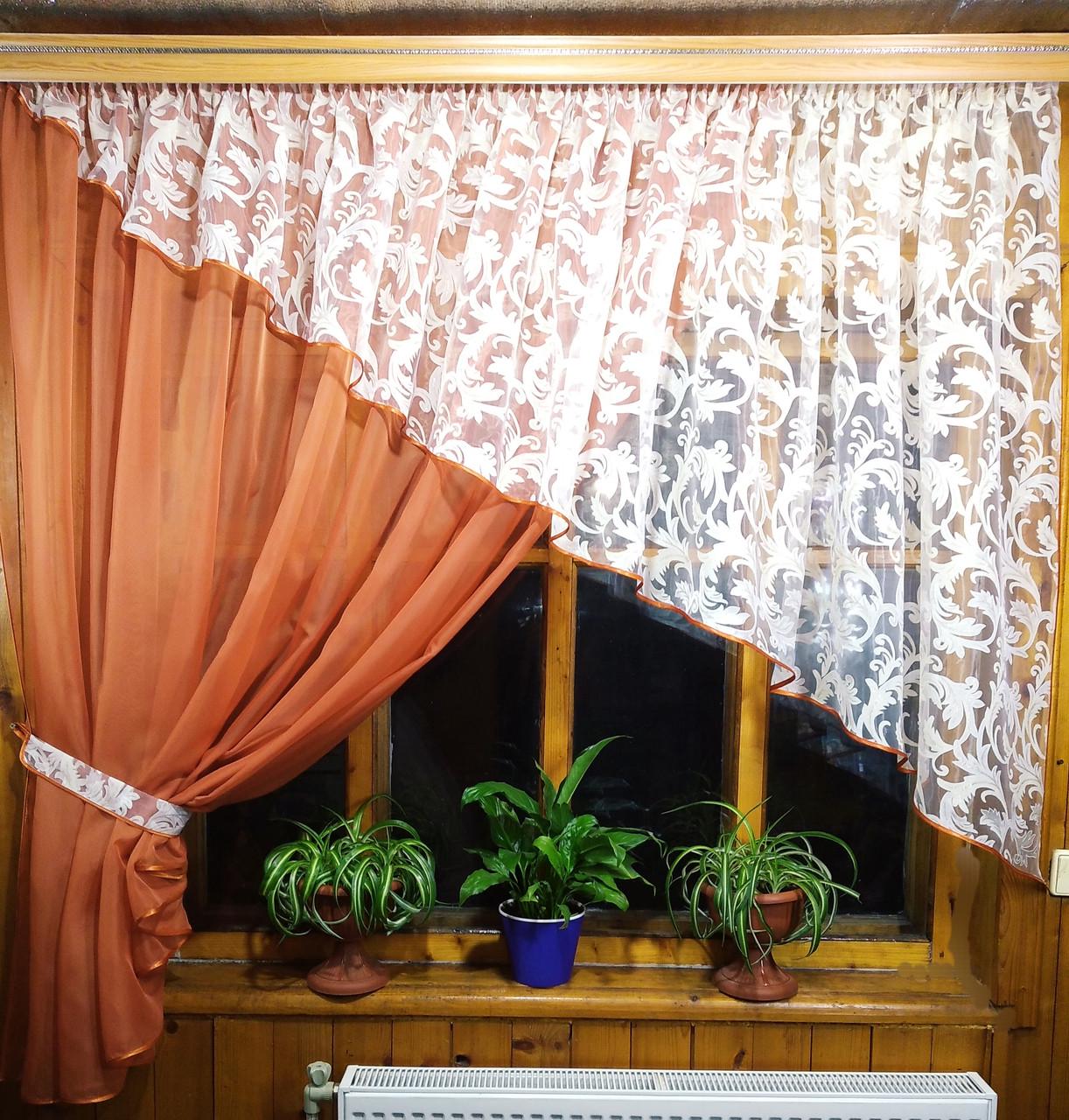 Шторы Анжелика вензель левая Терракотовый (1171892052) - фото 2