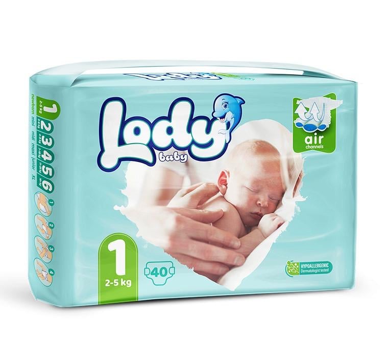 Детские подгузники дышащие LODY AIR NEWBORN р. 1 2-5 кг 40 шт./уп. (000006630)