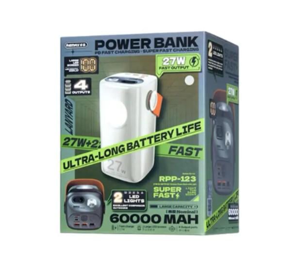 Повербанк Remax RPP-123 60000 mAh PD 20W/QC 27W Grey - фото 4 Повербанк Remax RPP-123 60000 mAh PD 20W/QC 27W Grey - фото 4