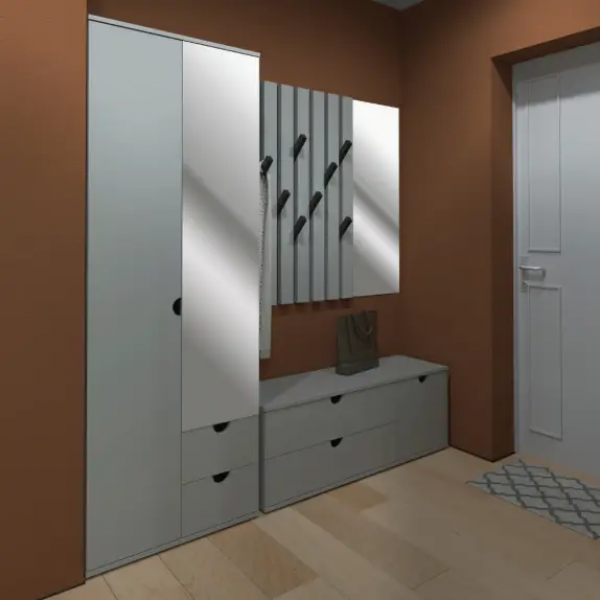 Шкаф распашной для дома SOKME Эльба 2Д2Ш 700х370х1946 мм Шиншилла серая (47980) - фото 2