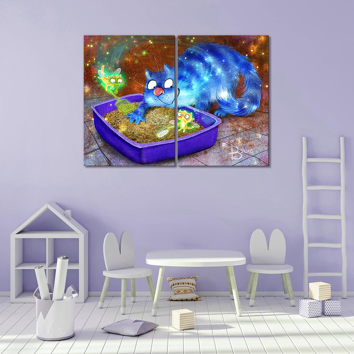 Модульная картина Котофеечки чистого лотка 2 модуля 70x105 см Модульная картина Котофеечки чистого лотка 2 модуля 70x105 см