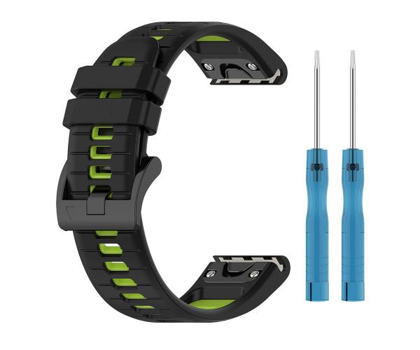 Ремешок Sport Silicone Dual Color для Garmin Descent Mk3/Descent Mk 3i 43 мм 20 мм Черно-салатовый