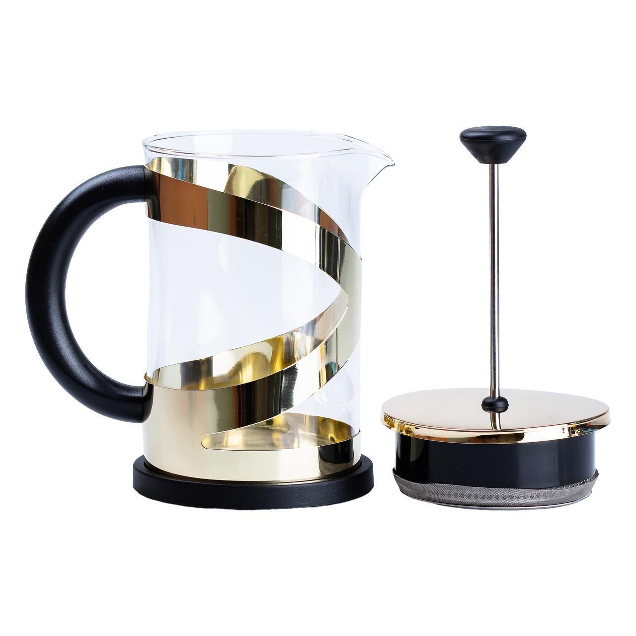 Чайник заварювальний з френч пресом 800 мл Золотий/Прозорий - фото 4 Чайник заварювальний з френч пресом 800 мл Золотий/Прозорий - фото 4