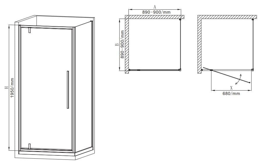 Душевая кабина без поддона MIXXUS Premium BEVEL SC01-90x90x195-TR прозрачное стекло 6 мм Black (MI6864) - фото 7