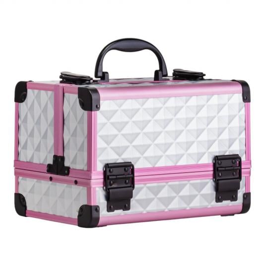 Кейс-шкатулка для косметики Elisey Эстет Бокс с ручкой/замком 25х17 см Серебряный с розовым (135-81-9205-007)