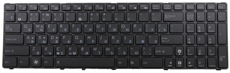 Клавиатура для ноутбука Asus A52 A52Jc с подсветкой клавиш матовая (04GNV32KRU00)