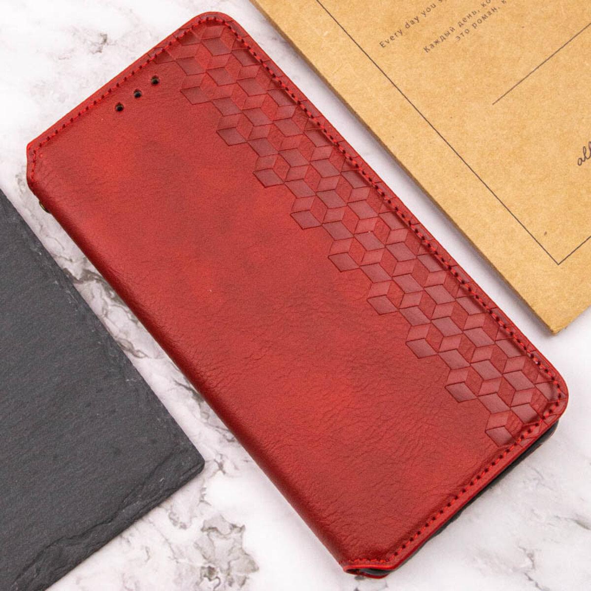 Противоударный Чехол-книжка Rubic Leather для смартфона Xiaomi Redmi 13C 4G/POCO С65 Red - фото 3 Противоударный Чехол-книжка Rubic Leather для смартфона Xiaomi Redmi 13C 4G/POCO С65 Red - фото 3