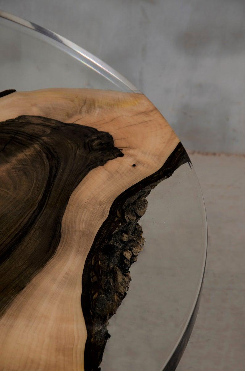 Стол журнальный река Токио дизайнерский круглый из прозрачной эпоксидная смолы и массива ореха 700х480 мм - фото 8 Стол журнальный река Токио дизайнерский круглый из прозрачной эпоксидная смолы и массива ореха 700х480 мм - фото 8