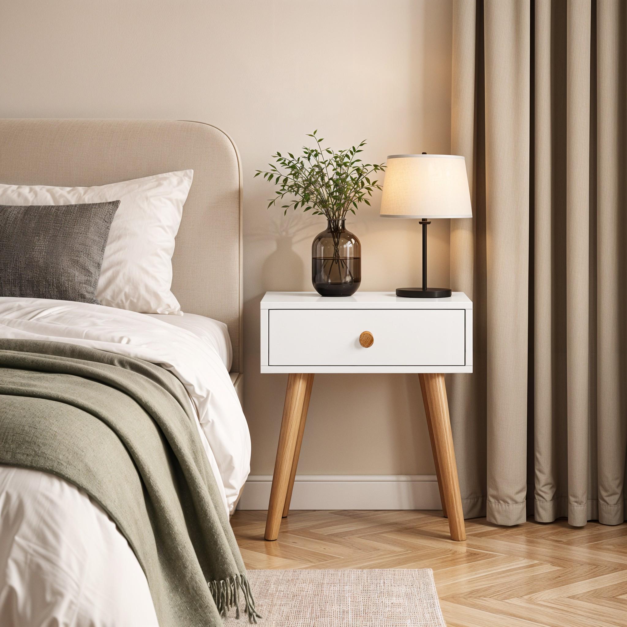 Тумба прикроватная на ножках Хьюге-4 450x330x510 мм Белый (26070643)