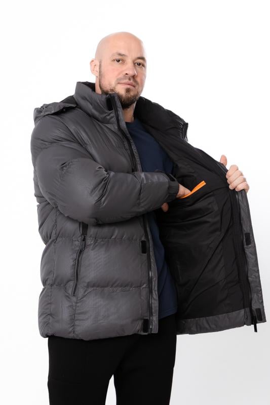 Куртка зимова стьобана чоловіча однотонна з відстібним капюшоном Носи Своє р. 50 Графітовий (16240) - фото 3 Куртка зимова стьобана чоловіча однотонна з відстібним капюшоном Носи Своє р. 50 Графітовий (16240) - фото 3