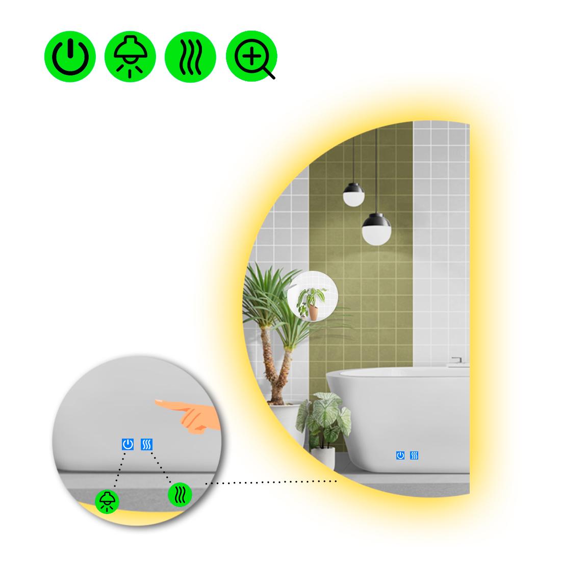 Зеркало с LED подсветкой Parette 2 с двумя сенсорами 120x60 см (8737085)