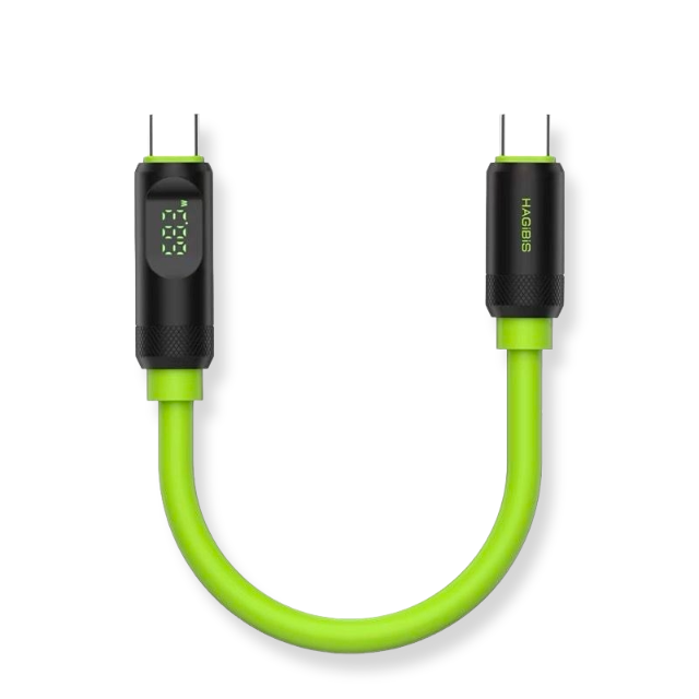 Кабель HAGiBiS SX02 40 Gbps 240W с LED-дисплеем силиконовый 0,25 м Green (000992)