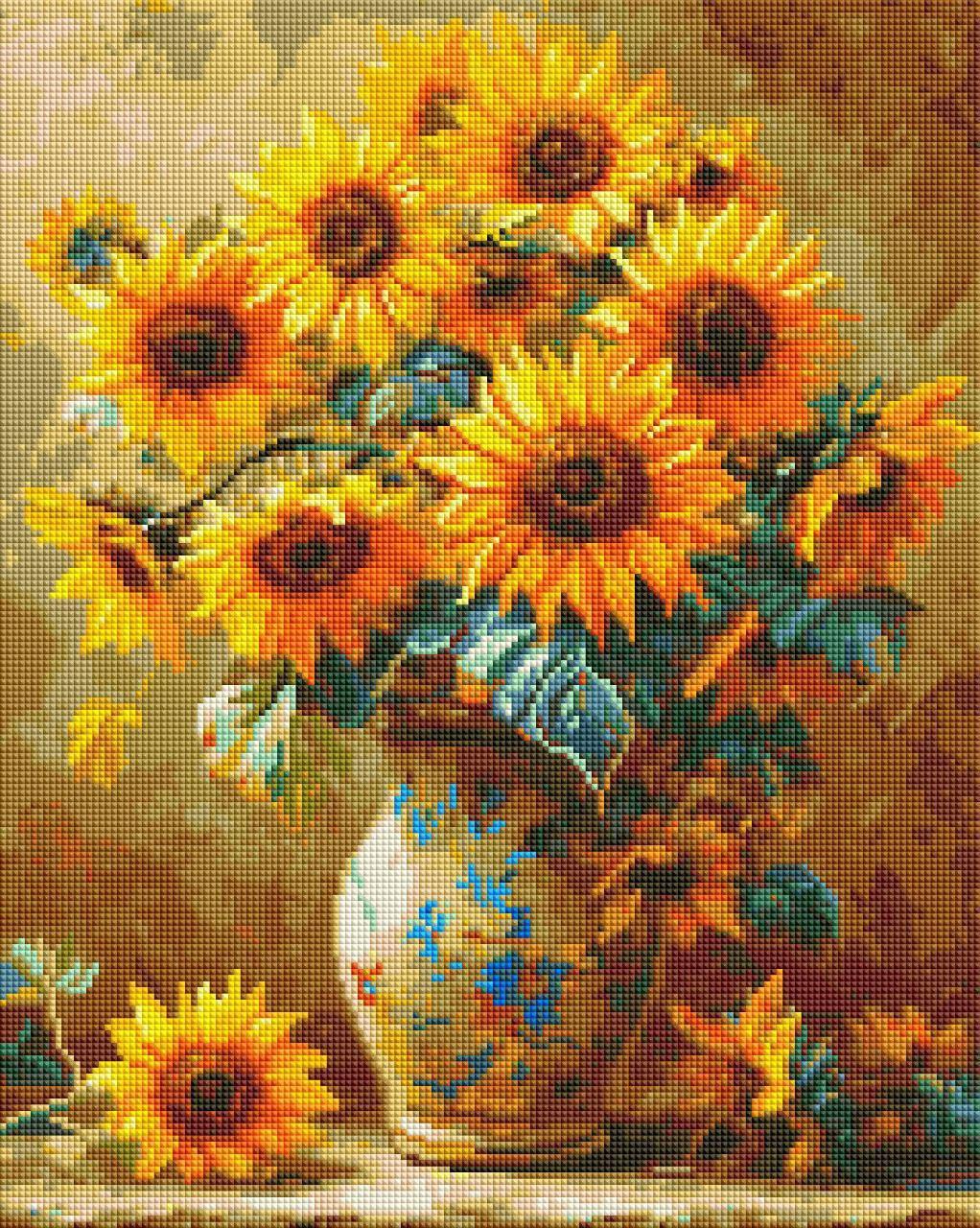 Алмазная мозаика Подсолнечники с голограммными камешками 40х50 см (2802593925) - фото 2 Алмазная мозаика Подсолнечники с голограммными камешками 40х50 см (2802593925) - фото 2