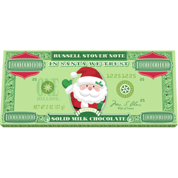 Шоколад 1 миллиард долларов Russell Stover Santa Money Bars 57 г (1539924705)