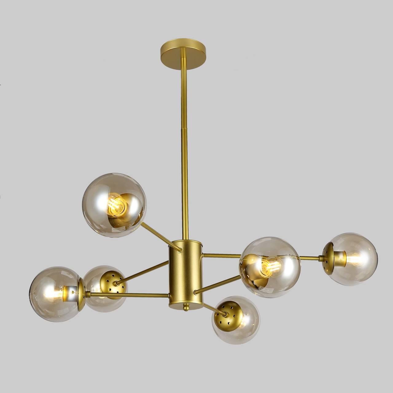 Люстра из шаров на 6 ламп Золотой/Кофейный (52-6033-6 GD+BR)
