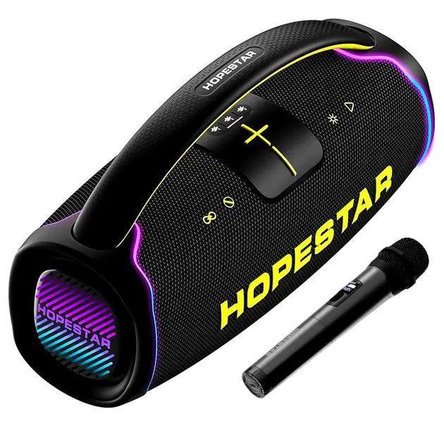 Портативная беспроводная колонка Hopestar A65 Bluetooth IPX6 с микрофоном RGB подсветкой и функцией TWS 300 Вт 30000 мАч (opt-104343)