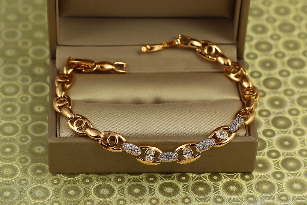 Браслет Xuping Jewelry Наблюдение с родием 19 см 7 мм Золотистый (29885928)