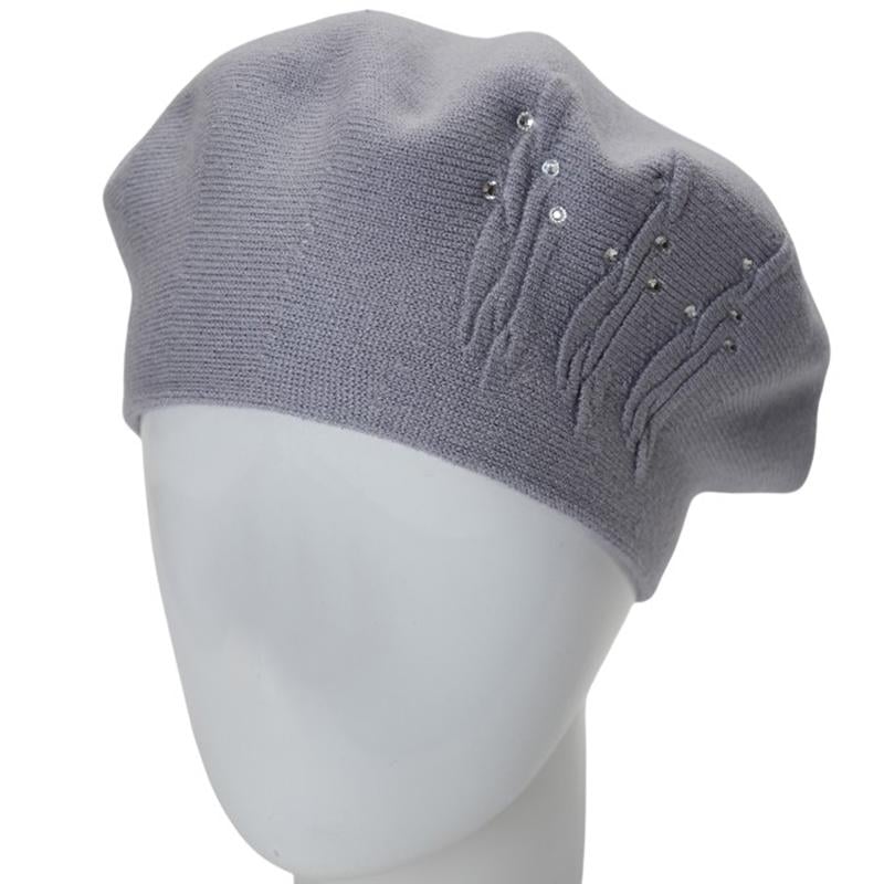 Берет женский двойной Novita Перо вискозный L/57-58 Светлый дым (295520)