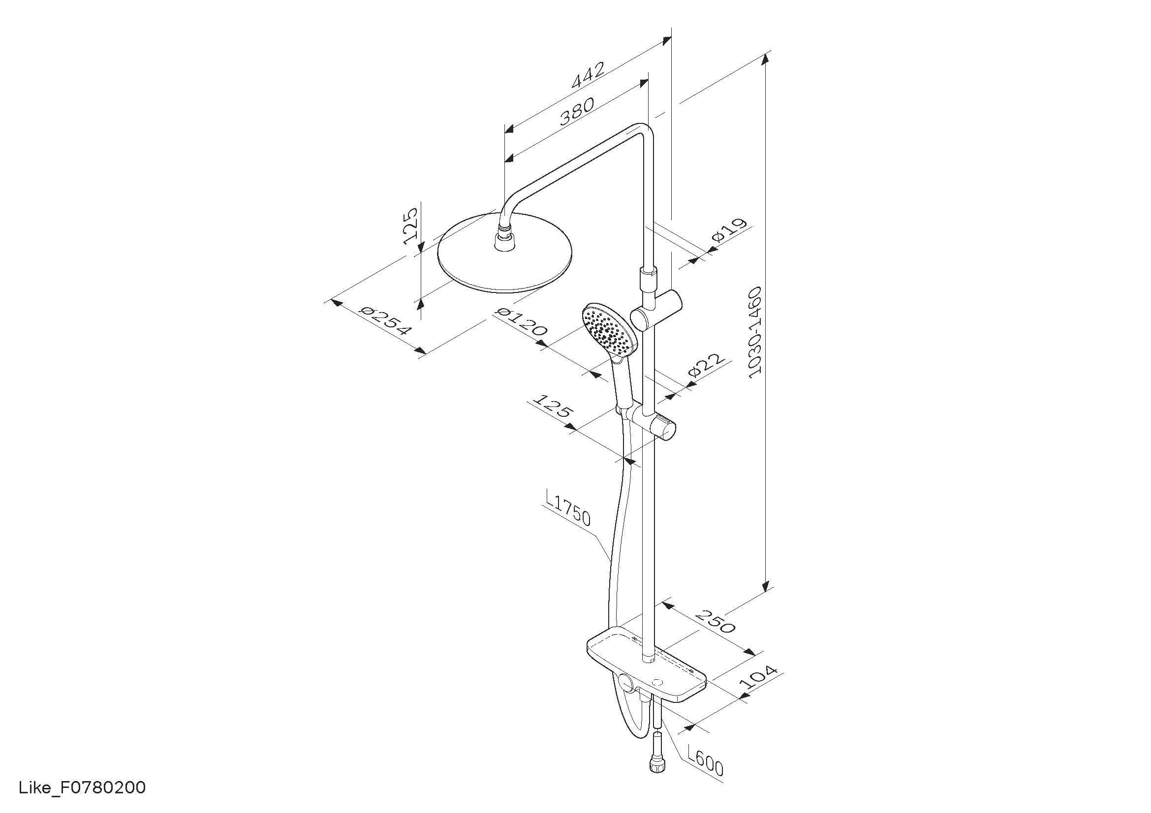 Душевая система без смесителя AM.PM Like F0780200 Хром (130364) - фото 2