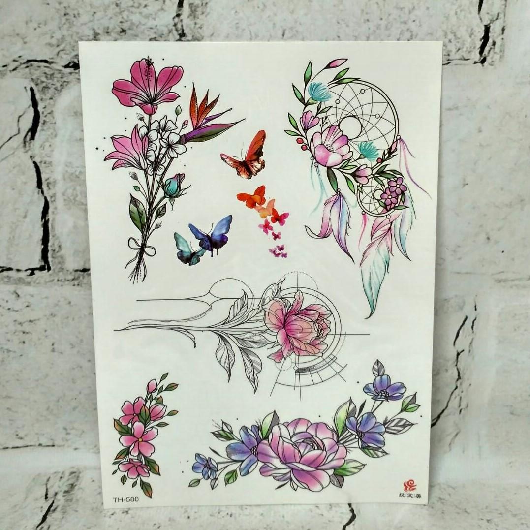 Тату временные Микс лист 15x21 см (TH-580)