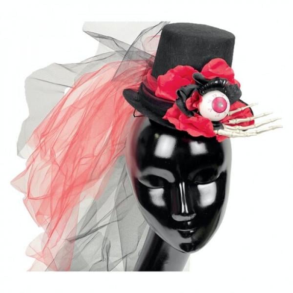 Декор на Хэллоуин Seta Шляпа Skeleton Eye с фатой (19-982BLK-RD)