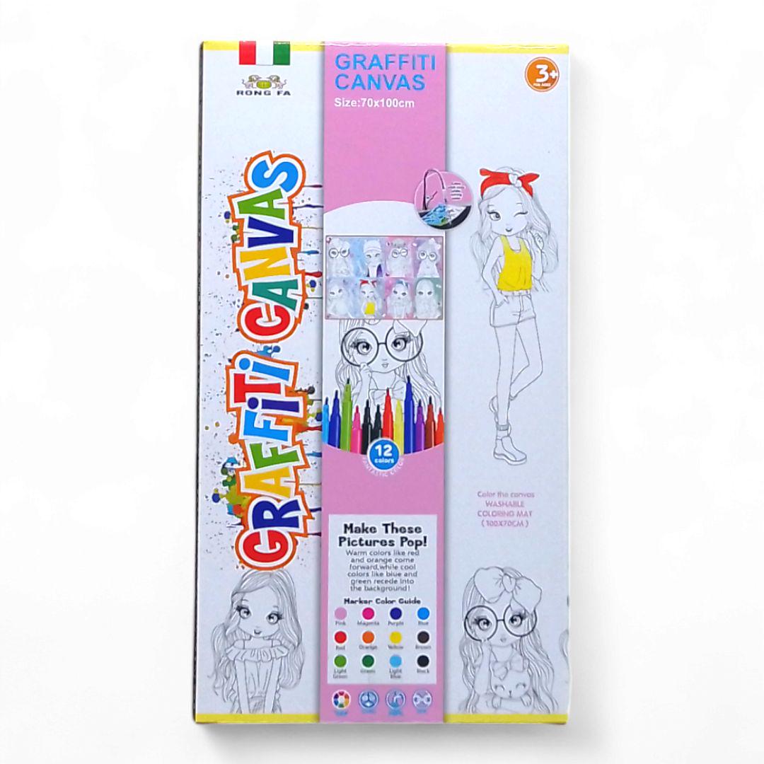 Коврик для рисования Grafiti canvas с 12 фломастерами (240088)