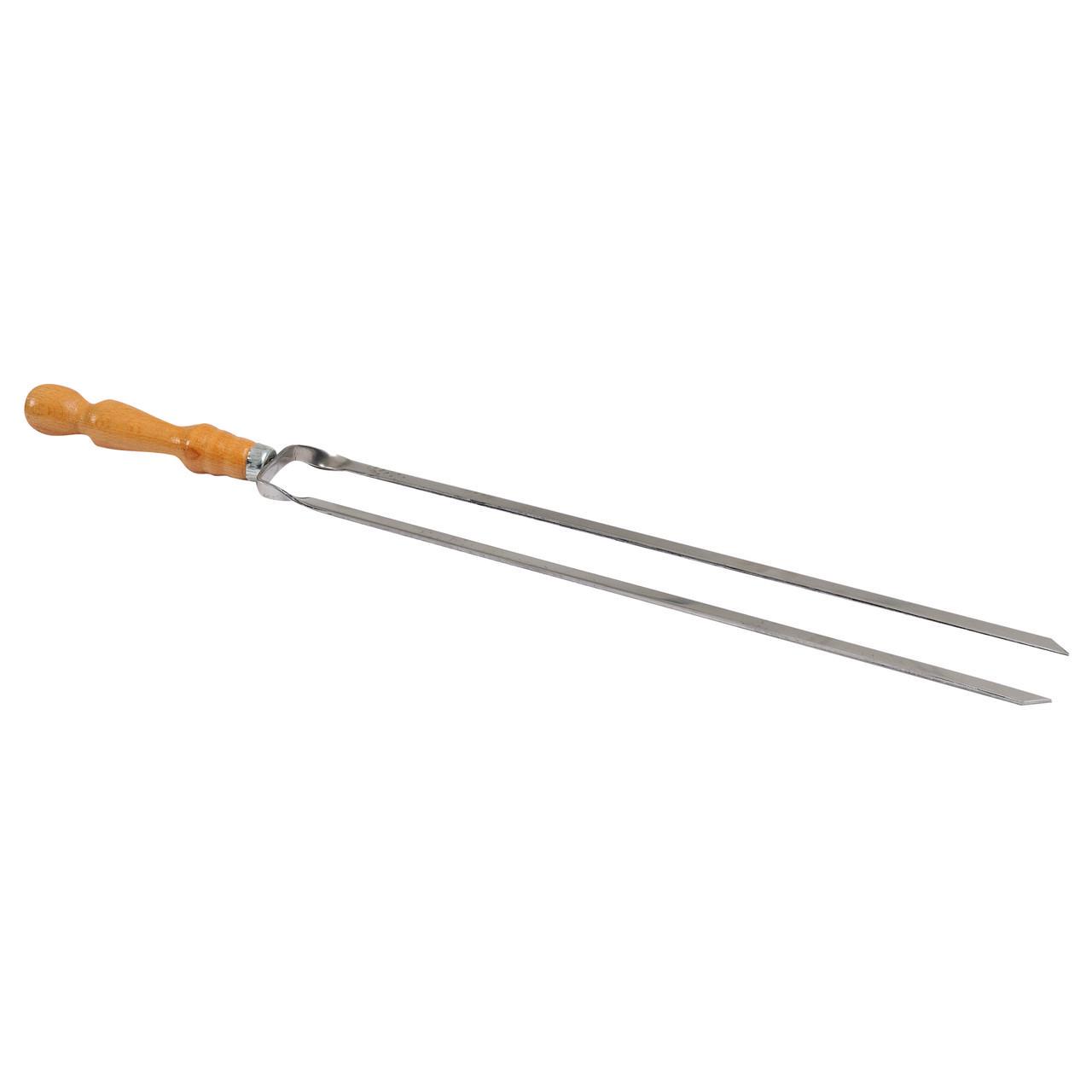 Шампур двойной из нержавейки 650х13х3 мм