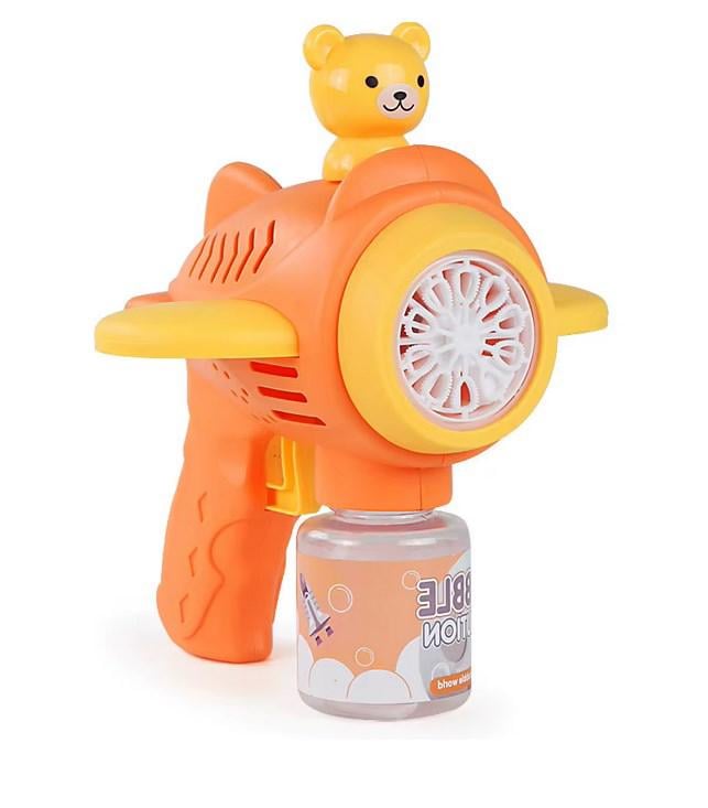 Генератор мыльных пузырей Медведь 2 пакетика концентрата и 4 батарейки Оранжевый (1516)