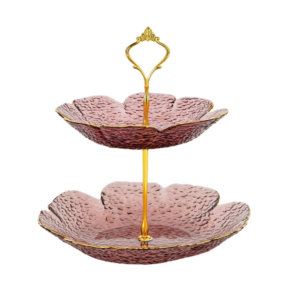 Блюдо двухъярусное стеклянное Elisey Турмалин квадратное 24х24 см Прозрачное (21-81-9219-035)