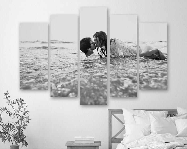 Модульная картина на холсте KIL Art Влюбленная пара в воде из пяти частей 187x119 см (M51_XL_23)