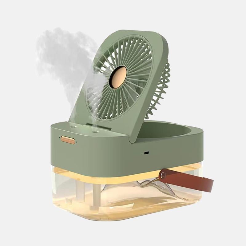 Вентилятор увлажнитель воздуха Dual Spray 3в1 портативный с LED подсветкой и пультом Green