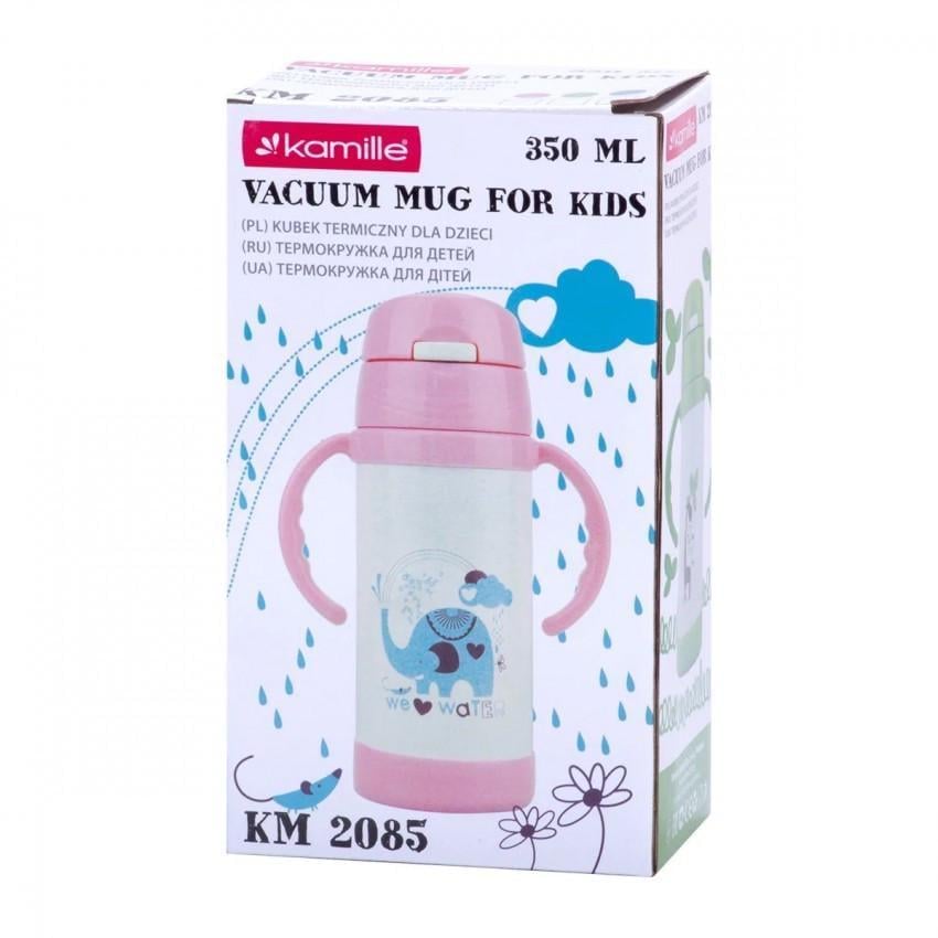 Термос-пляшка дитяча Kamille 2085 з нержавіючої сталі 350 мл Рожевий (1088406955) - фото 2 Термос-пляшка дитяча Kamille 2085 з нержавіючої сталі 350 мл Рожевий (1088406955) - фото 2