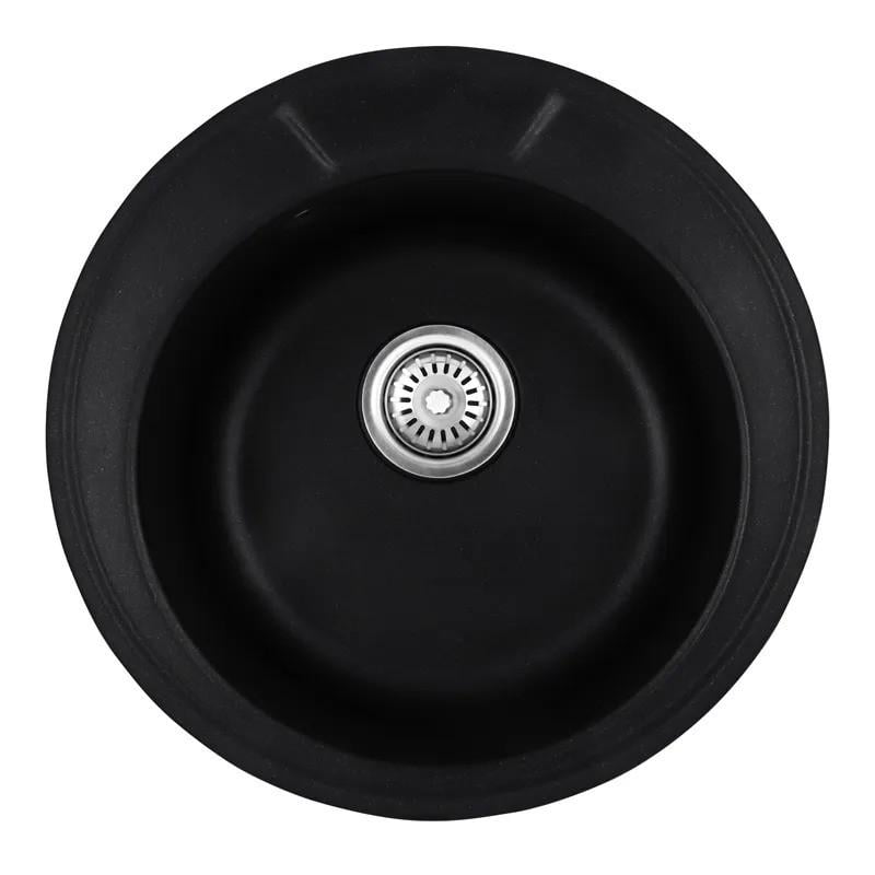 Мийка для кухні гранітна Haiba HB8301-G226 490x490 мм врізна кругла Чорний (HB0971)