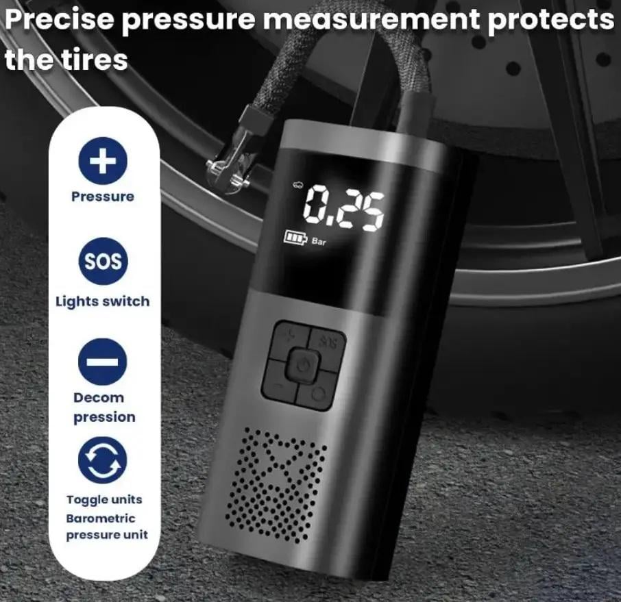 Компрессор цифровой аккумуляторный Wireless Air Pump 9038 12 В/120 Вт Black (609289) - фото 5 Компрессор цифровой аккумуляторный Wireless Air Pump 9038 12 В/120 Вт Black (609289) - фото 5