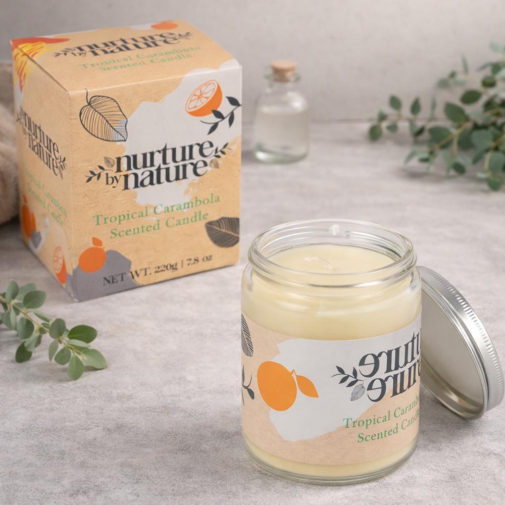 Аромасвеча в стеклянной банке с крышкой Тропическая карамбола 400 г 8,5x6,5 см (37-124651)