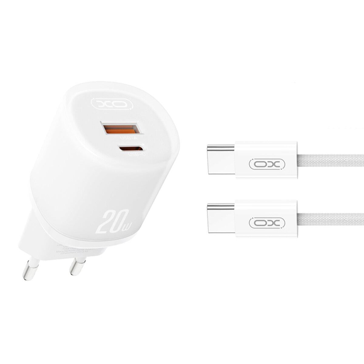 Зарядний пристрій мережевий Xo L144 PD20 W 1USB-A/1USB-C/Type C кабель Білий Зарядний пристрій мережевий Xo L144 PD20 W 1USB-A/1USB-C/Type C кабель Білий