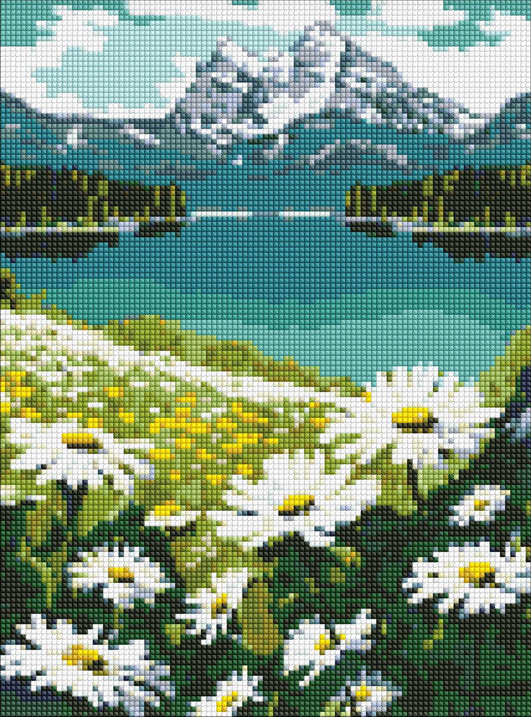 Набір з алмазною мозаїкою Ideyka Квітучі ромашки AMO7803 на підрамнику 30x40 см (MTT-196036)